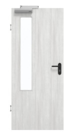 Frontansicht von GARANT Rauchschutztür Authentic Grigio GCK08 mit Lichtausschnitt LA-5 bandseitig