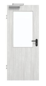 Frontansicht von GARANT Rauchschutztür Authentic Grigio GCK08 mit Lichtausschnitt LA-6