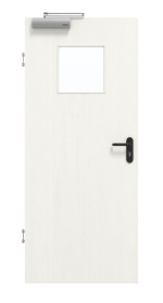 Frontansicht von GARANT Rauchschutztür Authentic Bianco GCK08 mit Lichtausschnitt LA-8