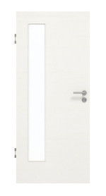 Frontansicht von GARANT Schallschutztür Quer Authentic Bianco CePaL mit Lichtausschnitt LA-4 bandseitig