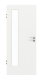 Frontansicht von GARANT Schallschutztür D354-60 Designer White Resopal mit Lichtausschnitt LA-4 bandseitig