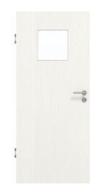 Frontansicht von GARANT Schallschutztür Authentic Bianco GCK08 mit Lichtausschnitt LA-8