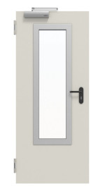 Frontansicht von Außentür-Set Stahl mit Feuerschutzfunktion EI2 90-C5-SA 62-1 mit Rechteckverglasung Ausschnitt 3 inkl. Blockzarge - Teckentrup