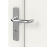 Detail Oberfläche von Kunststoff Nebeneingangstür F010 Comfort mit Glasausschnitt