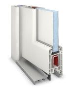 Detail Querschnitt von Kunststoff Nebeneingangstür F010 Optima mit Glasausschnitt