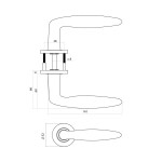 technische Zeichnung von INTERSTEEL Türgriff Q 03 Anthrazit mit Rundrosette