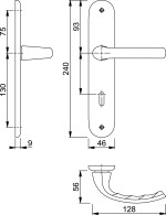 Technische Zeichnung vom Innentür-Drücker Tokyo Aluminium Langschild - HOPPE