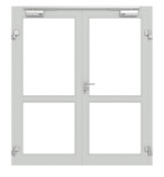 Frontansicht in RAL 7035 von Innentür-Set 2-flg. Aluminium Rohrrahmentür mit Feuerschutzfunktion HE321 mit LA-02 inkl. Blockzarge - Hörmann