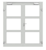 Frontansicht in RAL 7035 von Innentür-Set 2-flg. Aluminium Rohrrahmentür mit Feuerschutzfunktion HE321 mit LA-03 inkl. Blockzarge - Hörmann