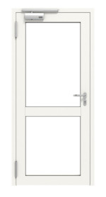 Frontansicht mit Zarge von TECKENTRUP Innentür-Set Aluminium Rohrrahmentür T30 FireStop ADS90 Schüco mit Lichtausschnitt LA-02 inkl. Blockzarge