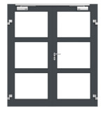 Frontansicht in RAL 7016 von Innentür-Set 2-flg. Aluminium Rohrrahmentür mit Feuerschutzfunktion HE321 mit LA-03 inkl. Blockzarge - Hörmann