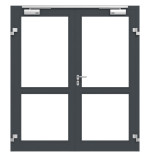 Frontansicht in RAL 7016 von Innentür-Set 2-flg. Aluminium Rohrrahmentür mit Rauchschutzfunktion RS 250 mit LA-02 inkl. Blockzarge - Hörmann