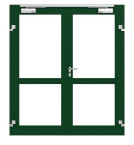 Frontansicht in RAL 6005 von Innentür-Set 2-flg. Aluminium Rohrrahmentür mit Feuerschutzfunktion HE321 mit LA-02 inkl. Blockzarge - Hörmann