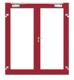 Frontansicht in RAL 3003 von Innentür-Set 2-flg. Aluminium Rohrrahmentür mit Feuerschutzfunktion HE321 mit LA-01 inkl. Blockzarge - Hörmann