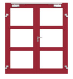 Frontansicht in RAL 3003 von Innentür-Set 2-flg. Aluminium Rohrrahmentür mit Feuerschutzfunktion HE321 mit LA-03 inkl. Blockzarge - Hörmann