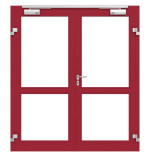 Frontansicht in RAL 3003 von Innentür-Set 2-flg. Aluminium Rohrrahmentür mit Rauchschutzfunktion RS 250 mit LA-02 inkl. Blockzarge - Hörmann