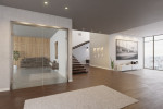 Milieu Loft Wohnzimmer mit Morse Mattierung Doppelflügeltür mit Motiv matt - Erkelenz