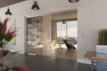 Milieubild von Linie 1 Motiv klar 2-flg. Glasschiebetür mit zwei festen Seitenteilen Sigma Flexible Variante 3 - Erkelenz
