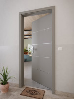 CloseUp-Milieuansicht von GARANT Wohnungseingangstür Aura 830 Matt Staubgrau 7037 G-TEC