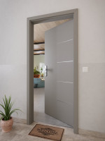 CloseUp-Milieuansicht von GARANT Wohnungseingangstür Aura 834 Matt Staubgrau 7037 G-TEC