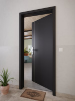 CloseUp-Milieuansicht von GARANT Wohnungseingangstür Aura 850 Matt RAL 9005 G-TEC
