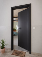 CloseUp-Milieuansicht von GARANT Wohnungseingangstür Aura 851 Matt RAL 9005 G-TEC