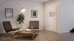 Detail-Milieuansicht von HÖRMANN Innentür Pure 2 Eiche Weiß Duradecor DesignLine mit Lichtausschnitt quer mit bündiger Lisene Plain 80-7