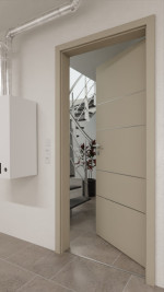 Detail-Milieuansicht von GARANT Wärmeschutztür Aura 833 Matt Seidengrau 7044 G-TEC