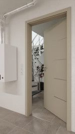 Detail-Milieuansicht von GARANT Wärmeschutztür Aura 834 Matt Seidengrau 7044 G-TEC