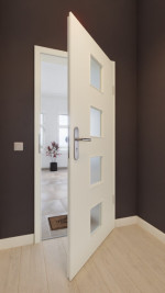 Front-Milieuansicht von GARANT Wohnungseingangstür 9417-60 Snow White CePaL mit Lichtausschnitt LA-10