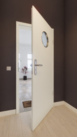 Front-Milieuansicht von GARANT Wohnungseingangstür 9417-60 Snow White CePaL mit Lichtausschnitt LA-12