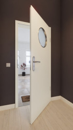 Front-Milieuansicht von GARANT Wohnungseingangstür 9417-60 Snow White CePaL mit Lichtausschnitt LA-13
