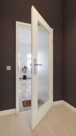 Front-Milieuansicht von GARANT Wohnungseingangstür 9417-60 Snow White CePaL mit Lichtausschnitt LA-2