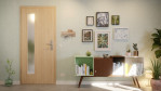 Front-Milieuansicht von GARANT Wohnungseingangstür Authentic Achat CePaL mit Lichtausschnitt LA-4 bandseitig