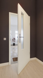 Front-Milieuansicht von GARANT Wohnungseingangstür 9417-60 Snow White CePaL mit Lichtausschnitt LA-5 schlossseitig