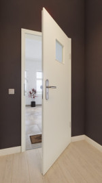 Front-Milieuansicht von GARANT Wohnungseingangstür 9417-60 Snow White CePaL mit Lichtausschnitt LA-7