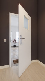 Front-Milieuansicht von GARANT Wohnungseingangstür U11209SD Edelweiß GHK08 mit Lichtausschnitt LA-9