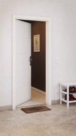 CloseUp-Milieuansicht von Stripe 15 ProLine Duradecor Verkehrsweiß RAL 9016  Wohnungseingangstür - Hörmann