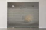 Frontansicht 2 von Ufficio Motiv matt 2-flg. Glaspendeltür mit zwei festen Seitenteilen und Oberlicht DORMA Mundus BTS Variante 12 - Erkelenz