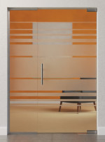 Bild von Selina Motiv matt Glaspendeltür mit festem Seitenteil DORMA Mundus BTS Variante 2 - Erkelenz