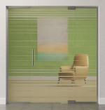 Bild von Ufficio Motiv klar Glaspendeltür mit zwei festen Seitenteilen DORMA Mundus BTS Variante 3 - Erkelenz