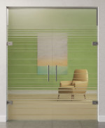 Bild von Ufficio Motiv klar 2-flg. Glaspendeltür mit Oberlicht DORMA Tensor Variante 2 - Erkelenz