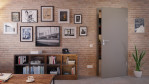 Front-Milieuansicht von Hygge Grau RAL 7037 Mattlack Basic Innentür - Huga