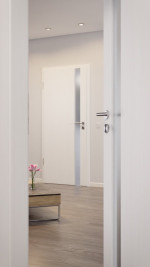 CloseUp-Stilwelt von Pure 1 Schlossseite ProLine Duradecor Gebürstetes Weiß Innentür - Hörmann