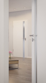 CloseUp-Stilwelt von Pure 1 Schlossseite ProLine Duradecor Verkehrsweiß RAL 9016 Innentür - Hörmann