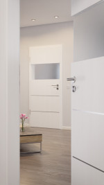 CloseUp-Milieuansicht von Smart 2 quer Plain 80-7 Basic Durat Pino Weiß Innentür - Huga
