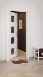 CloseUp-Milieuansicht von GARANT Wohnungseingangstür U11209SD Edelweiß GHK08 mit Lichtausschnitt LA-10