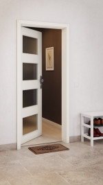 CloseUp-Milieuansicht von GARANT Wohnungseingangstür 9417-60 Snow White CePaL mit Lichtausschnitt LA-11