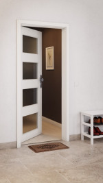 CloseUp-Milieuansicht von GARANT Wohnungseingangstür Authentic Bianco GCK08 mit Lichtausschnitt LA-11