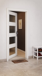 CloseUp-Milieuansicht von GARANT Wohnungseingangstür Quer Authentic Bianco CePaL mit Lichtausschnitt LA-11